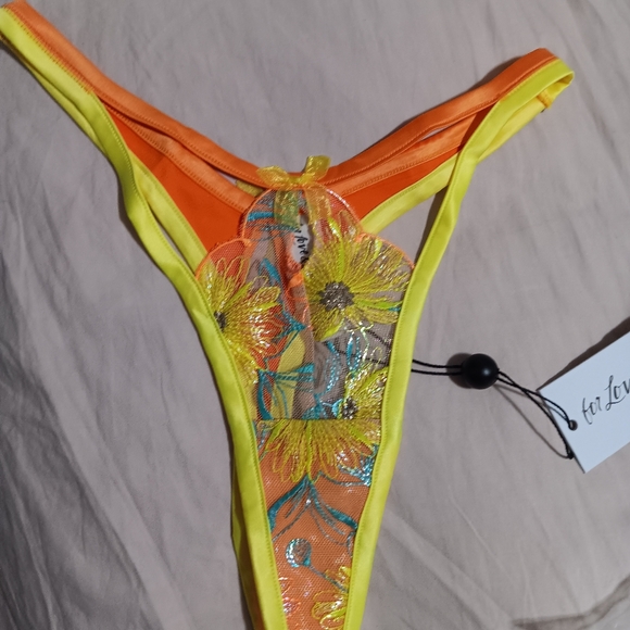 For Love And Lemons Other - Nwt For Love And Lemons Orange and Yellow Floral Bikini Size Xxsmall
